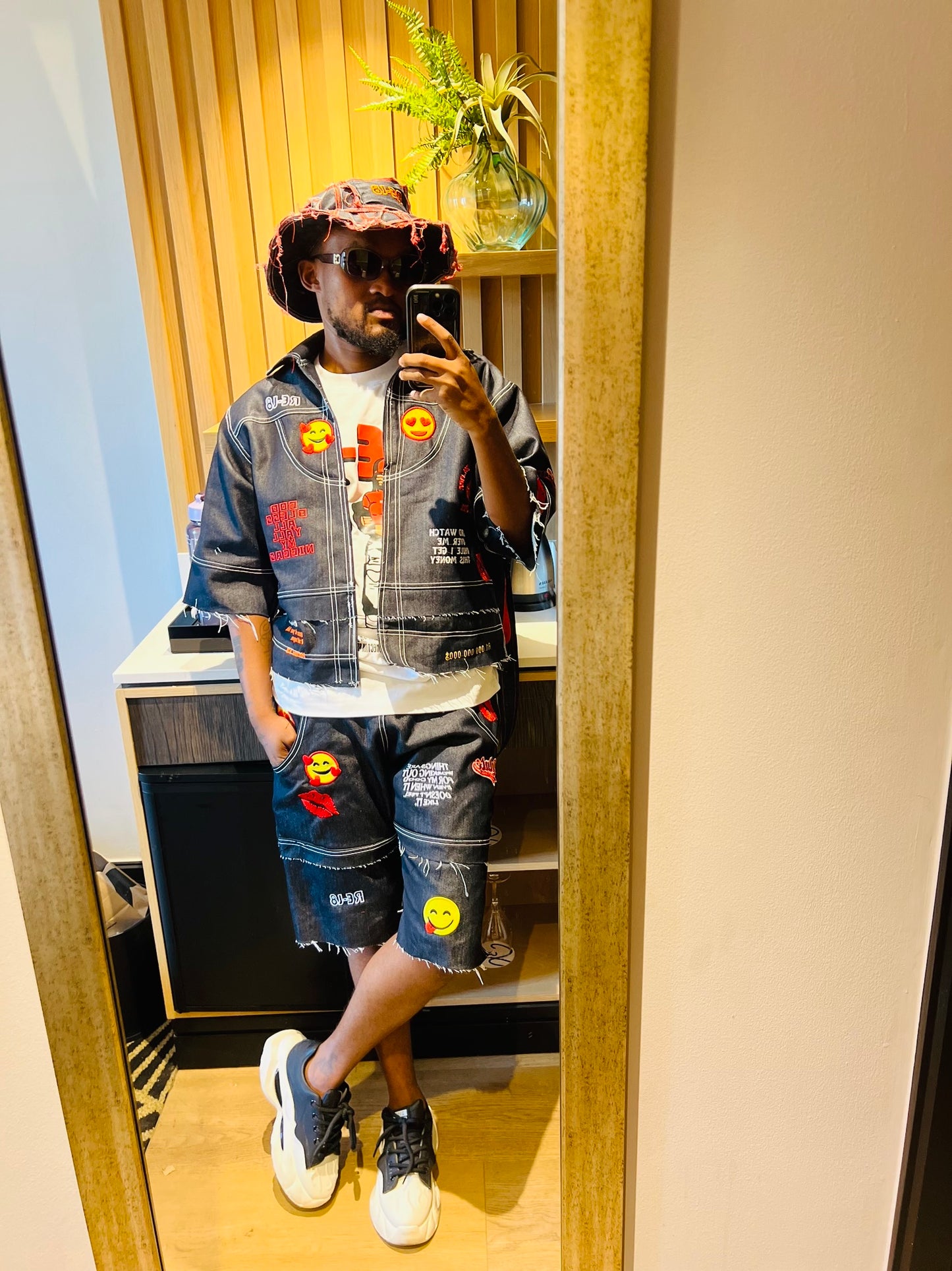 Emojie Denim shirt & shorts