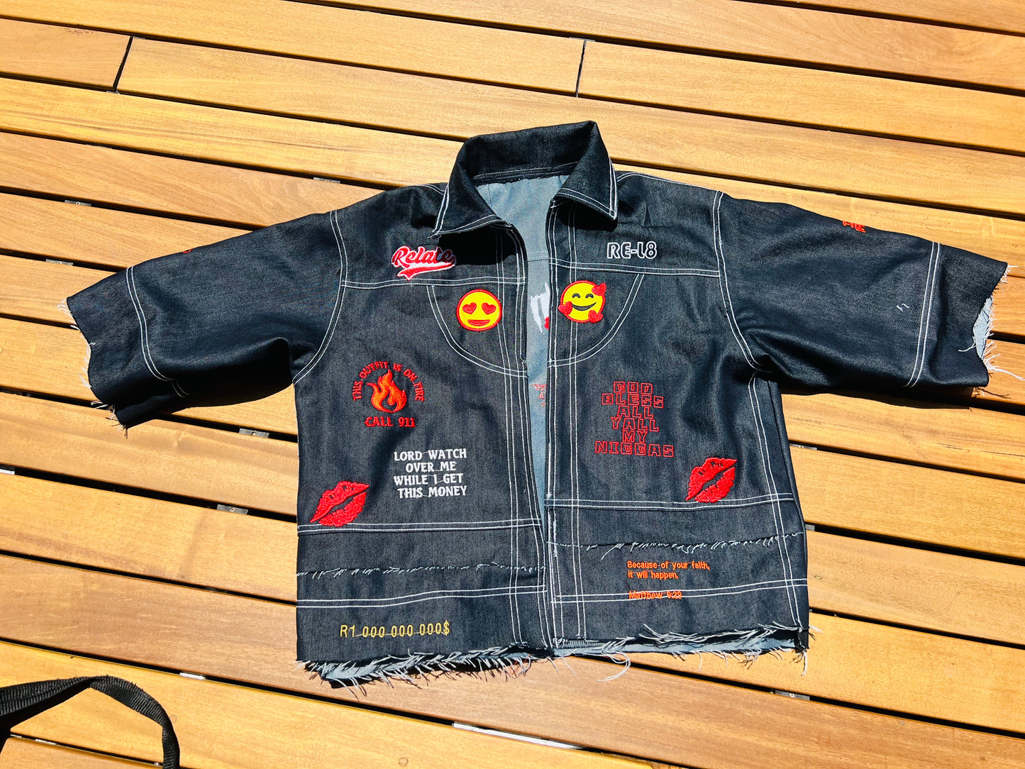 Emojie Denim shirt & shorts